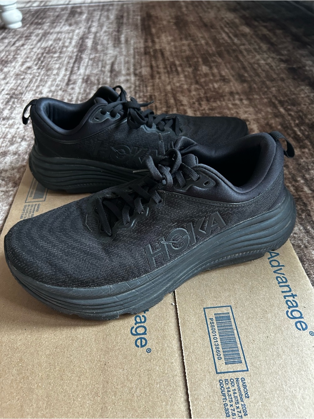 Hoka Men's Gaviota All-Black Cushioned Running Sneakers US 8.5